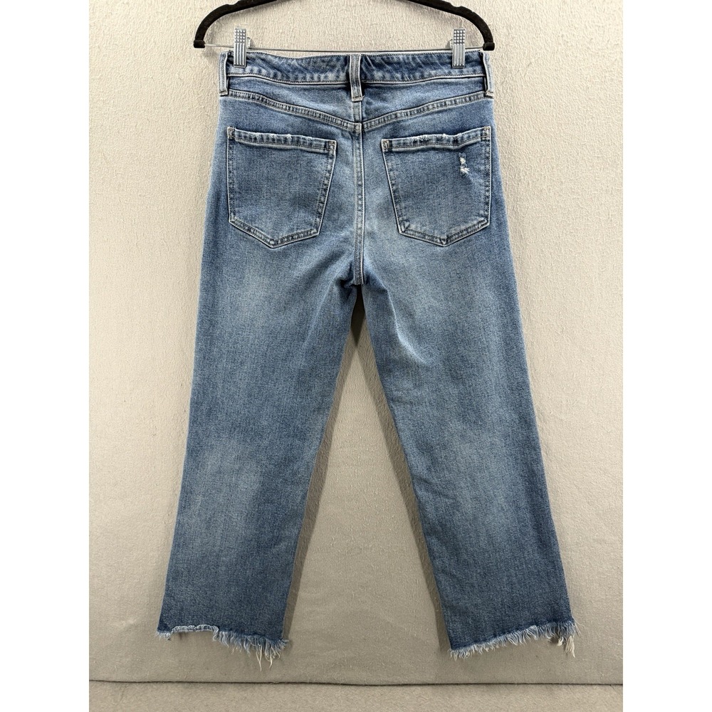 Liverpool Kennedy Straight Womens 4/27 Eco Blue Denim Cropped Frayed Hem Chic - Picture 4 of 14